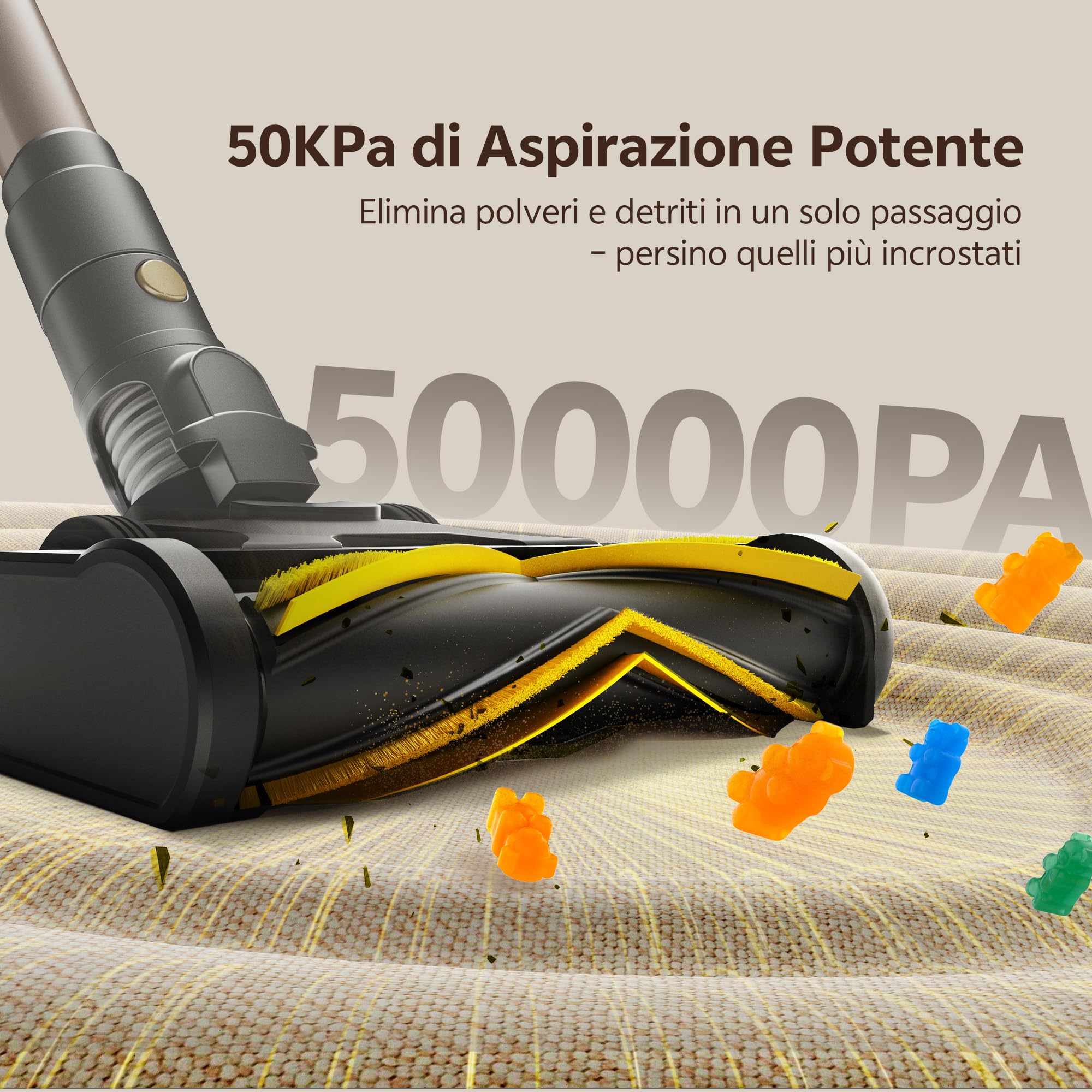 Ultenic Aspirapolvere Senza Fili, 50KPa/65 Min Scopa Elettrica Senza Fili, Aspirapolvere Potente con Tubo Telescopica, Autoportante, Tecnologia GreenEye, per Tappeti/Pavimenti/Peli di Animali
