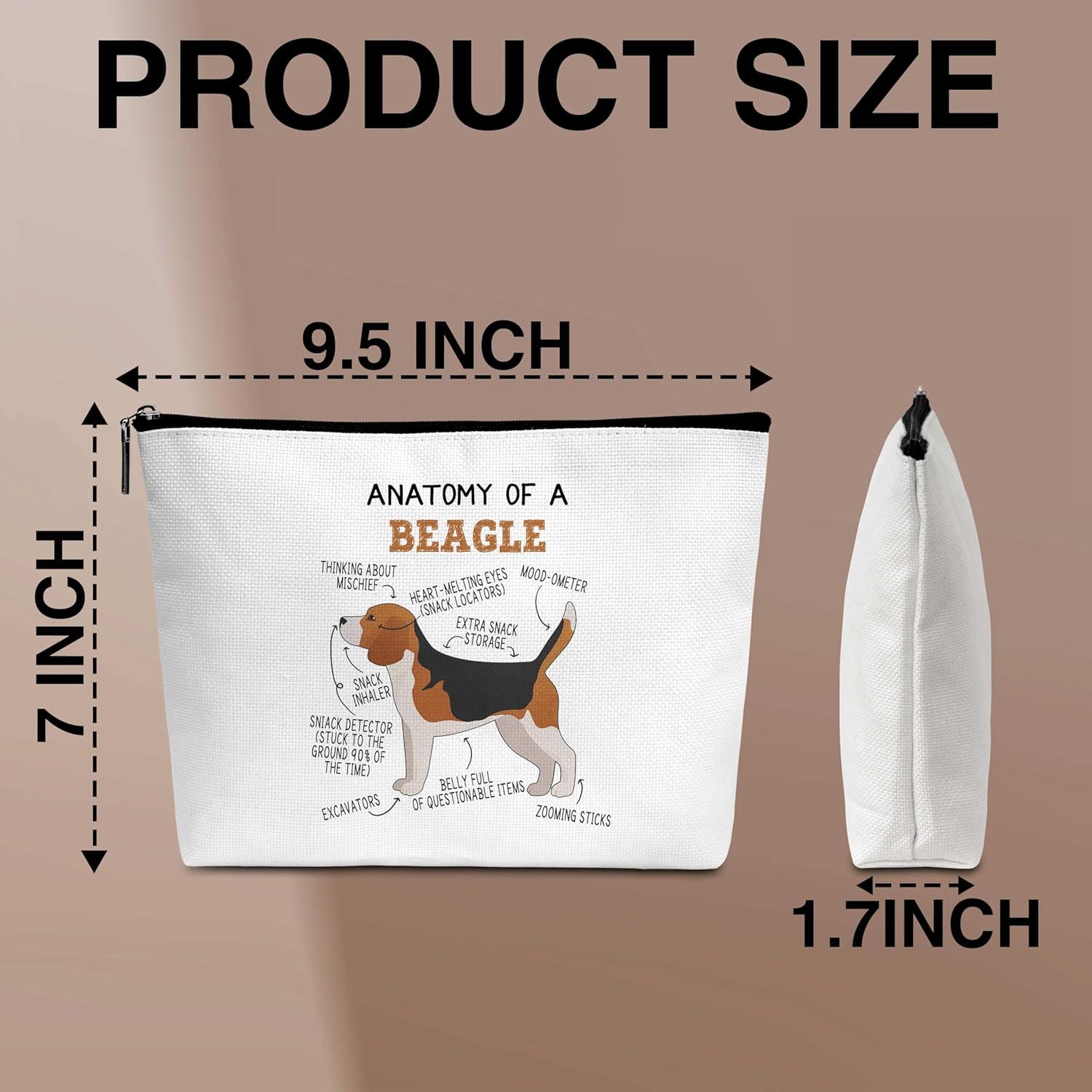 Beagle Lover Gift Anatomy Of A Beagle Makeup Bag Dog Lover Gifts Birthday Christmas Graduation Gifts for Animal Lover Dog Lover Woman Girl Mom Daughter Travel Bag-A03 - Image 2