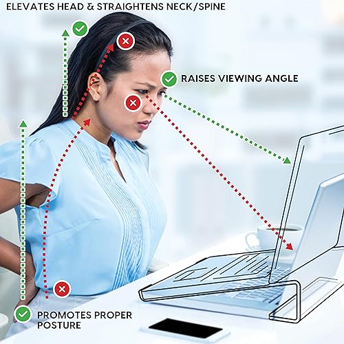 Miniatura 3 de Mammoth DuraClear - Soporte acrílico para laptop y monitor, accesorios ergonómicos de escritorio para mayor productividad y comodidad