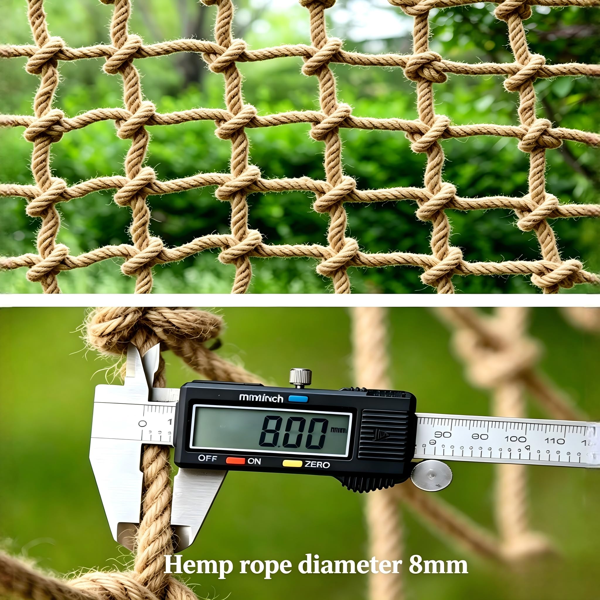 Passend für Hanfseil Kletternetz Kinder Balkonschutz Treppennetz Schutznetz 2x3m | Robustes Jutenetz für Hochbett & Garten. Dekonetz, Balkonnetz & Absturzsicherung für Katzen, Hunde & Spielplatz.