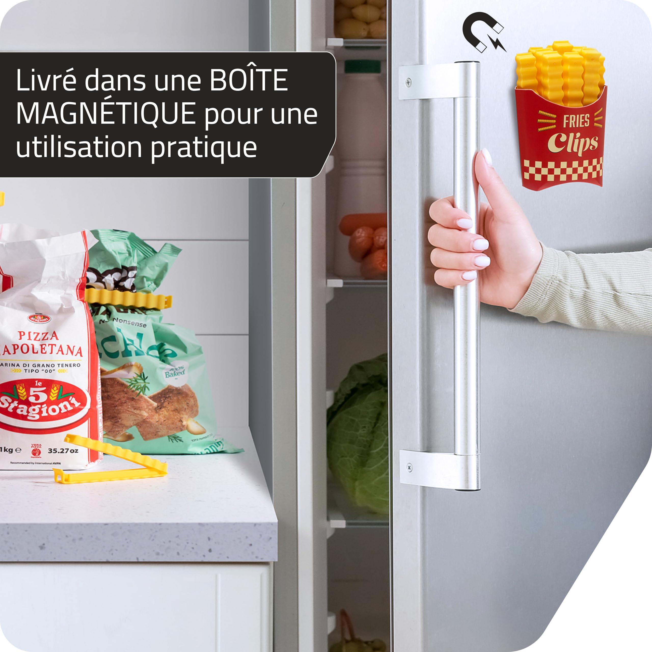 Clips Alimentaires Magnétiques En Forme De Banane - Fermeture étanche - Pour Snacks, Pain, Céréales - Aimants Forts Pour Frigo, Bureau