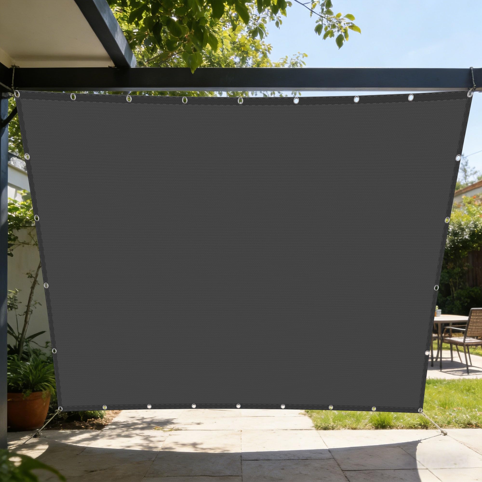Voile d'ombrage rectangulaire 200x340 cm gris foncé toile imperméable pour extérieur
