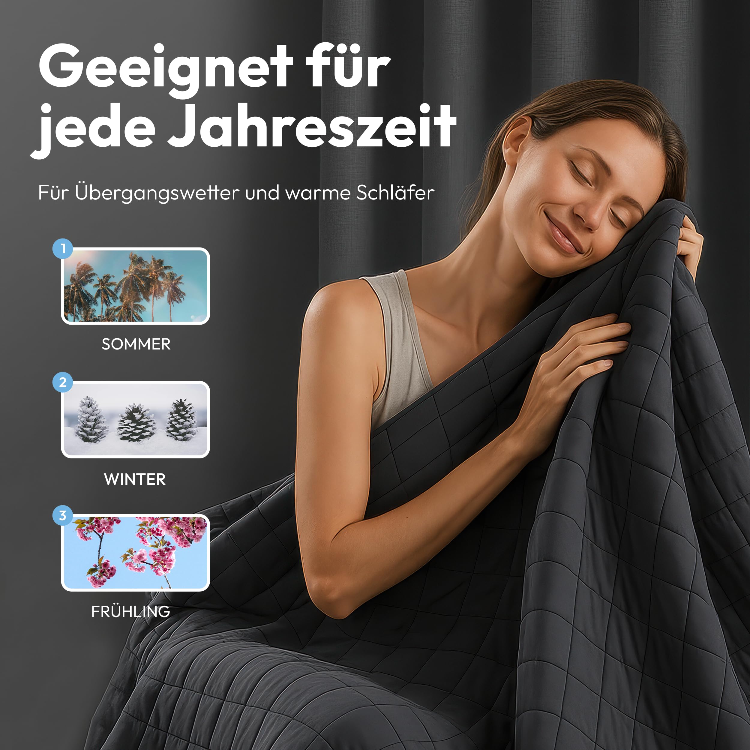 Gewichtsdecke 135 x 200 cm 7 kg Anti-Stress Therapie Decke mit Glasdruck-Verteilung für Tiefschlaf