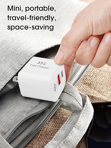 Miniatura 5 de PDMAX - Bloque de carga USB C de 33 W GaN, bloque de carga compacto, cargador de pared tipo C y A de doble puerto, carga rápida para iPhone