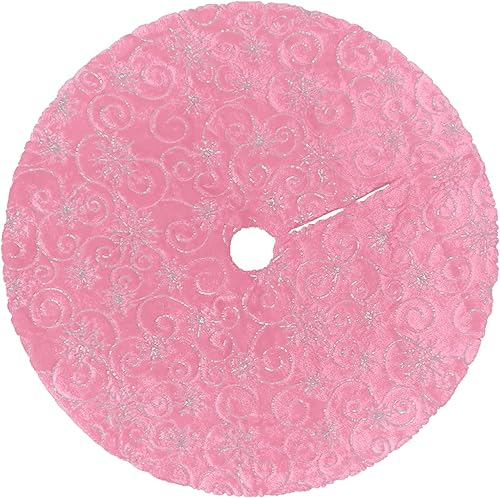 Vista 121 de Faldones de felpa para árbol de Navidad, 30 pulgadas, de piel sintética blanca como la nieve, cubierta de base de árbol de Navidad con copos