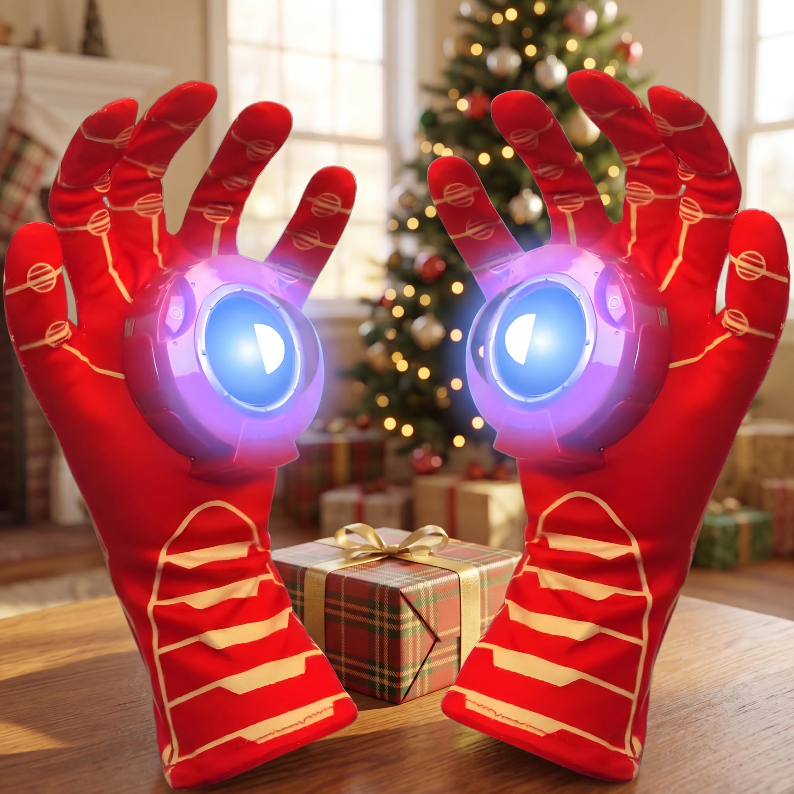 Guanti magici luminosi per bambini, con luci a LED e suono per giochi di ruolo, guanti per costume per Halloween, Natale, festa di compleanno, regalo per ragazzi e ragazze dai 3 ai 12 anni