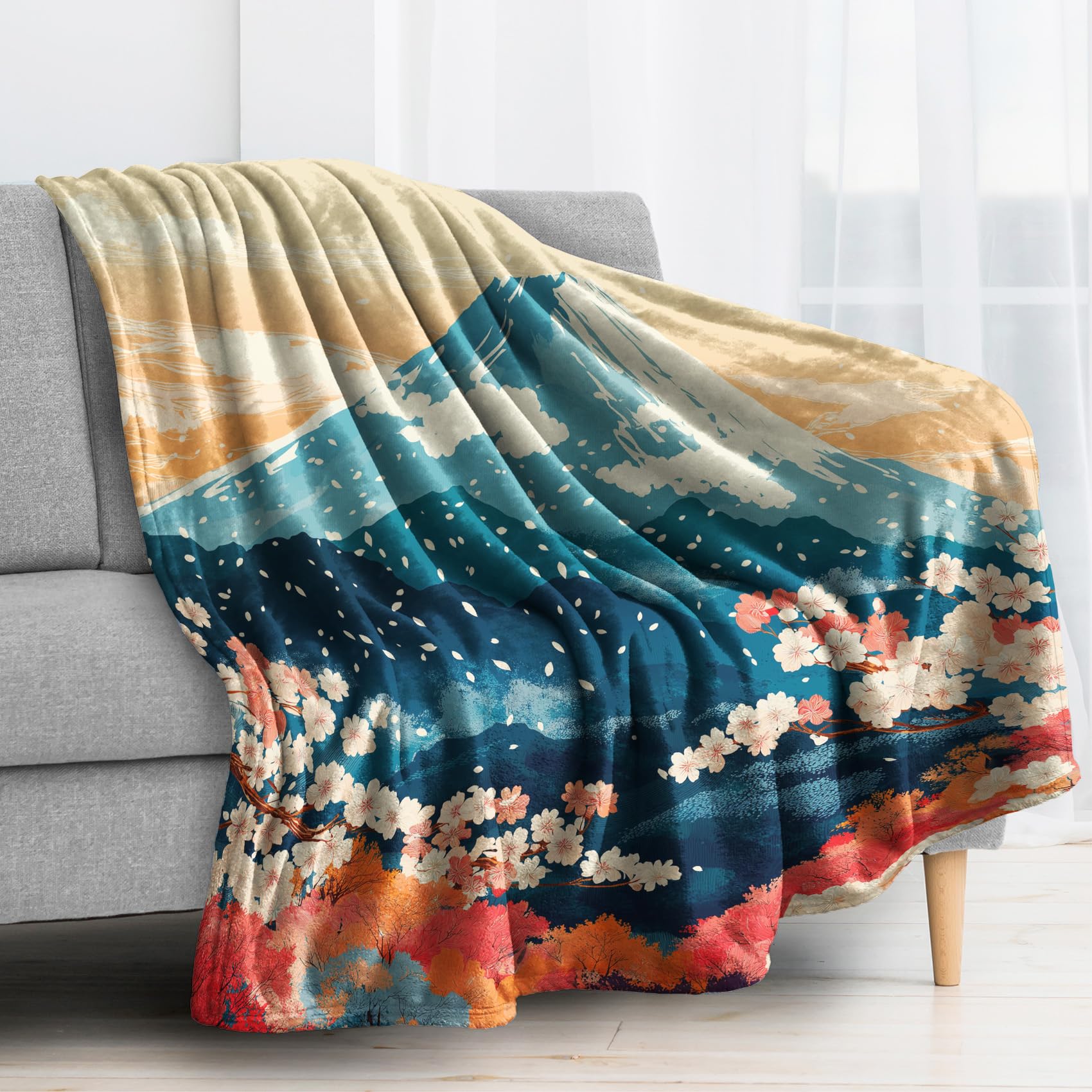 Amazon.com: zcwl Japanese Throw Blanket, Mt. Fuji Fleece Blanket