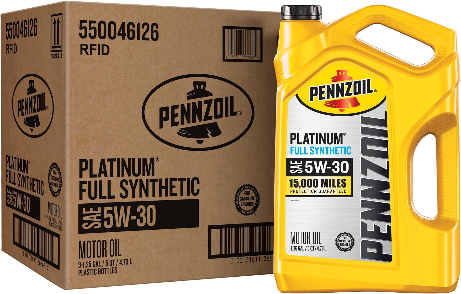 Pennzoil Platinum Full Synthetic 5W-30 Motor Oil (5-Quart, Case of 3)