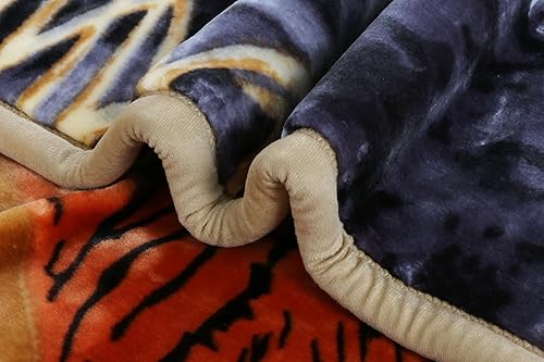 Miniatura 3 de Nestl Manta de forro polar de terciopelo de 12 libras para invierno, 2 capas, pesada y cálida, estilo coreano, manta reversible estampada Raschel