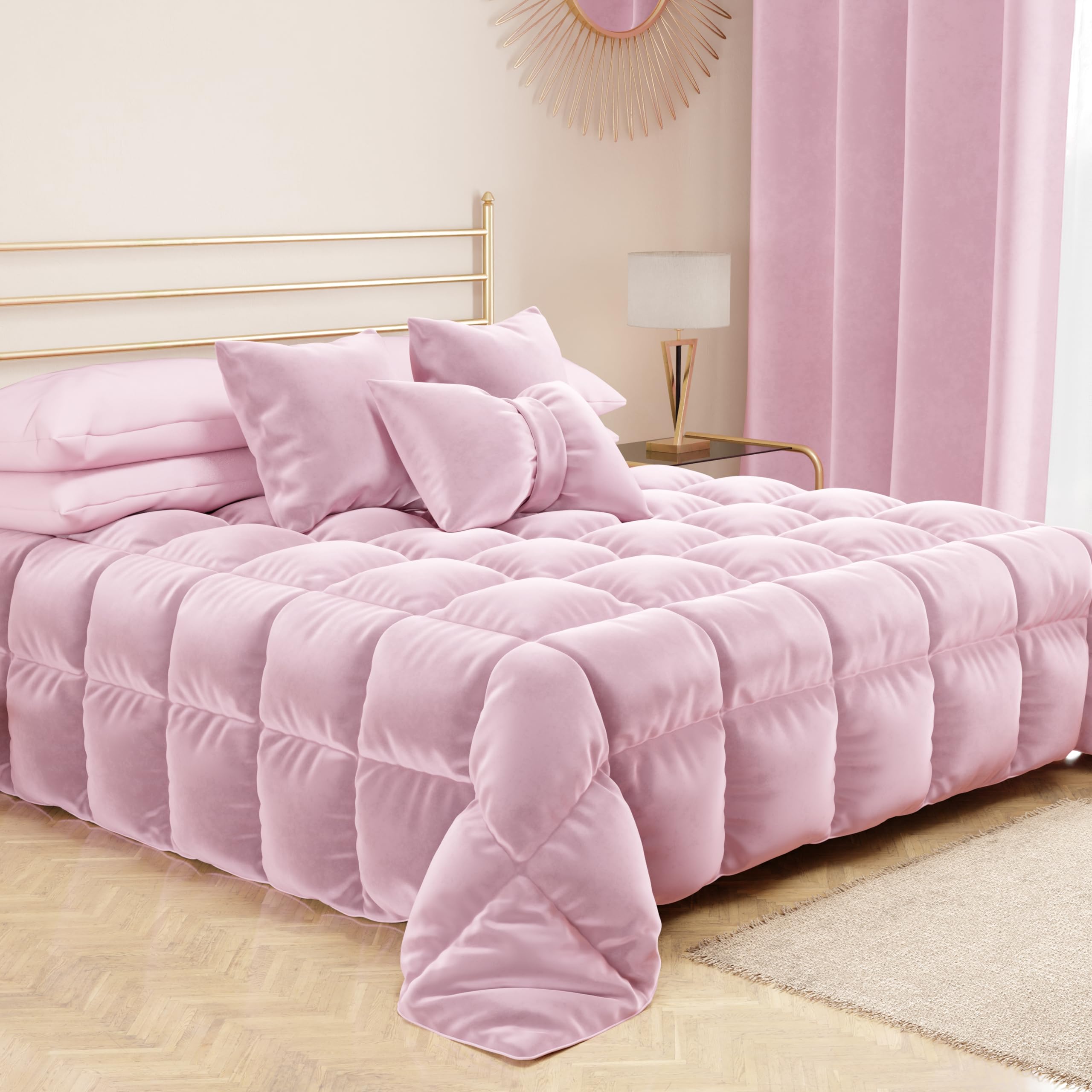 PETTI ARTIGIANI ITALIANI - 2 Cojines de Terciopelo con Relleno para Sofá y Cama, Fundas de Cojín Decorativas con Bolsillo, 60x60 cm, Rosa