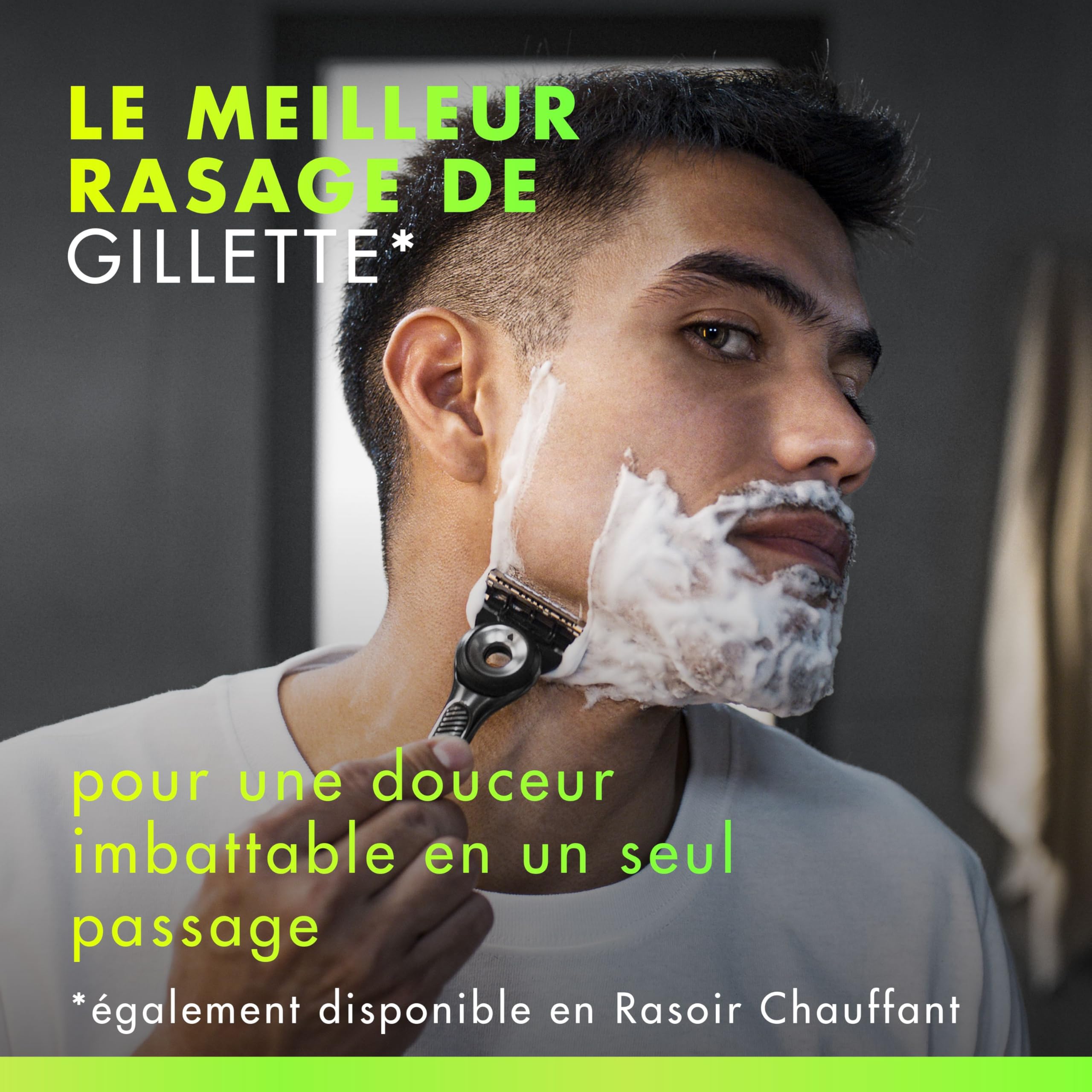 Gillette Labs Rasoir Homme, avec 5 Recharges, Argent – Manche Réutilisable en Métal, Cartouche de Rechange à Lames Affutées, Rasage Efficace avec la Technologie FlexDisc 2D