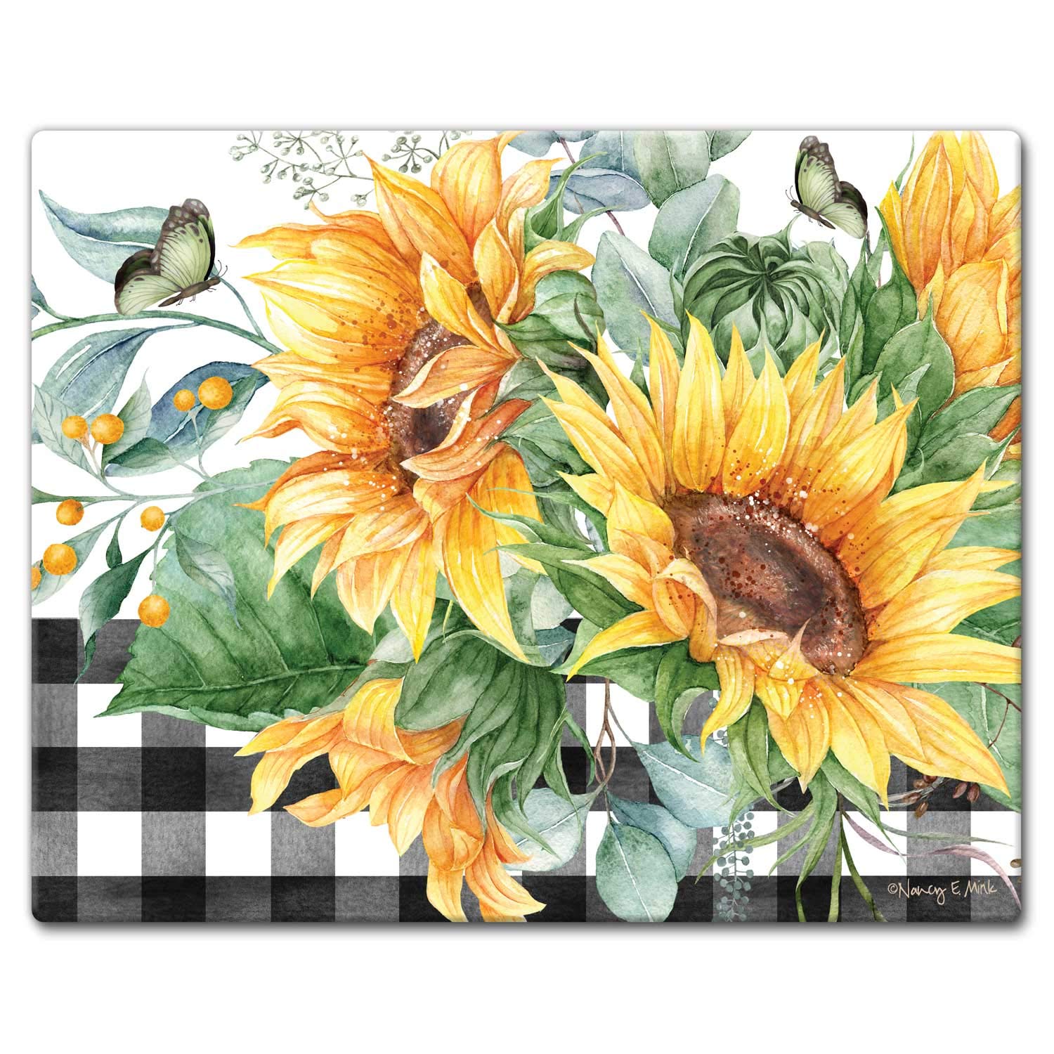 CounterArt Sunflower Fields 3mm Tempered Glass Cutting Board 15” x 12” Manufactured in the USA Serving Board Charcuterie Board Dishwasher Safe