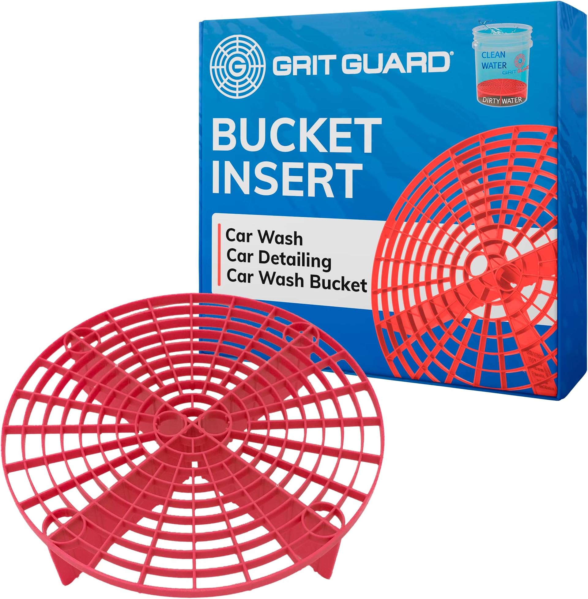 Grit Guard The Original Red Bucket Insert - 10" Diameter Car Wash Bucket for Car Washing, Detailing Compatible with 3.5, 4, 5 and 6 Gallon Buckets