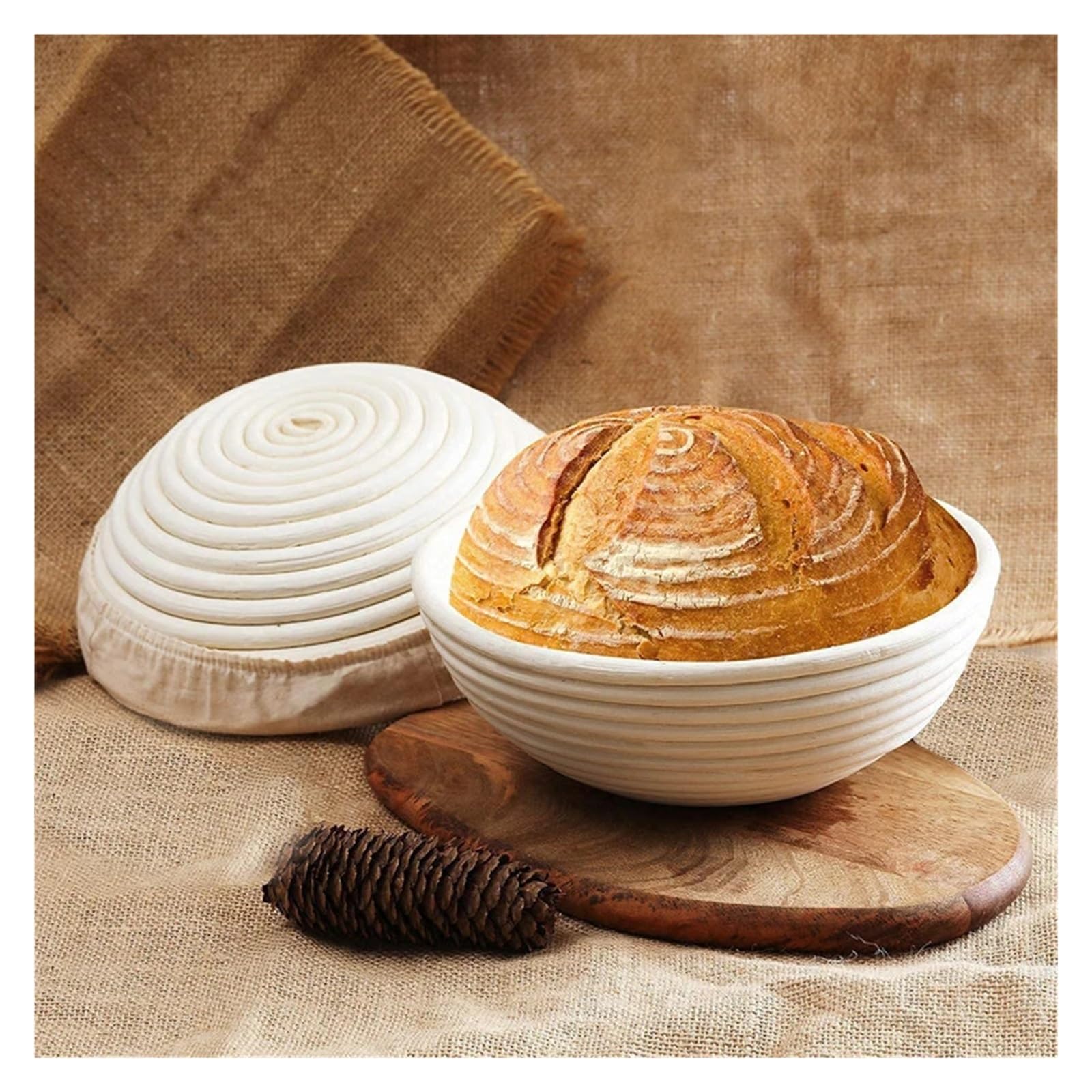 Banetones Para Pan Herramientas for hornear Cestas for fermentación de masa Cestas for panaderos profesionales y caseros Cesta de ratán for masa madre Para Banneton(7 Piece Set)