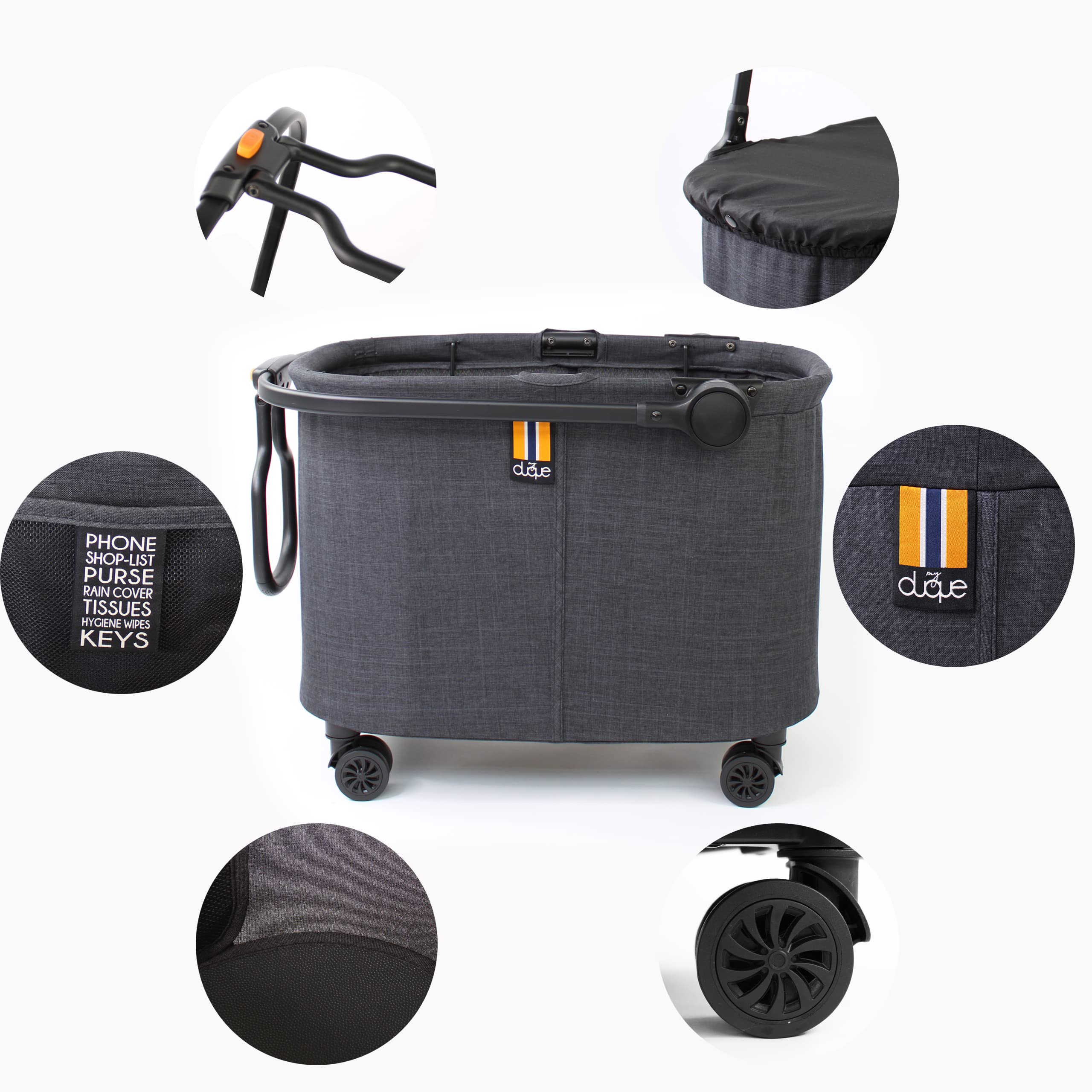 Milo Einkaufskorb bis 10 kg | Faltbarer Einkaufstrolley | Flexibler XL Einkaufswagen mit doppelt gegliedertem Griff | Klappbox auf Rollen – Praktischer Bollerwagen faltbar in Schwarz