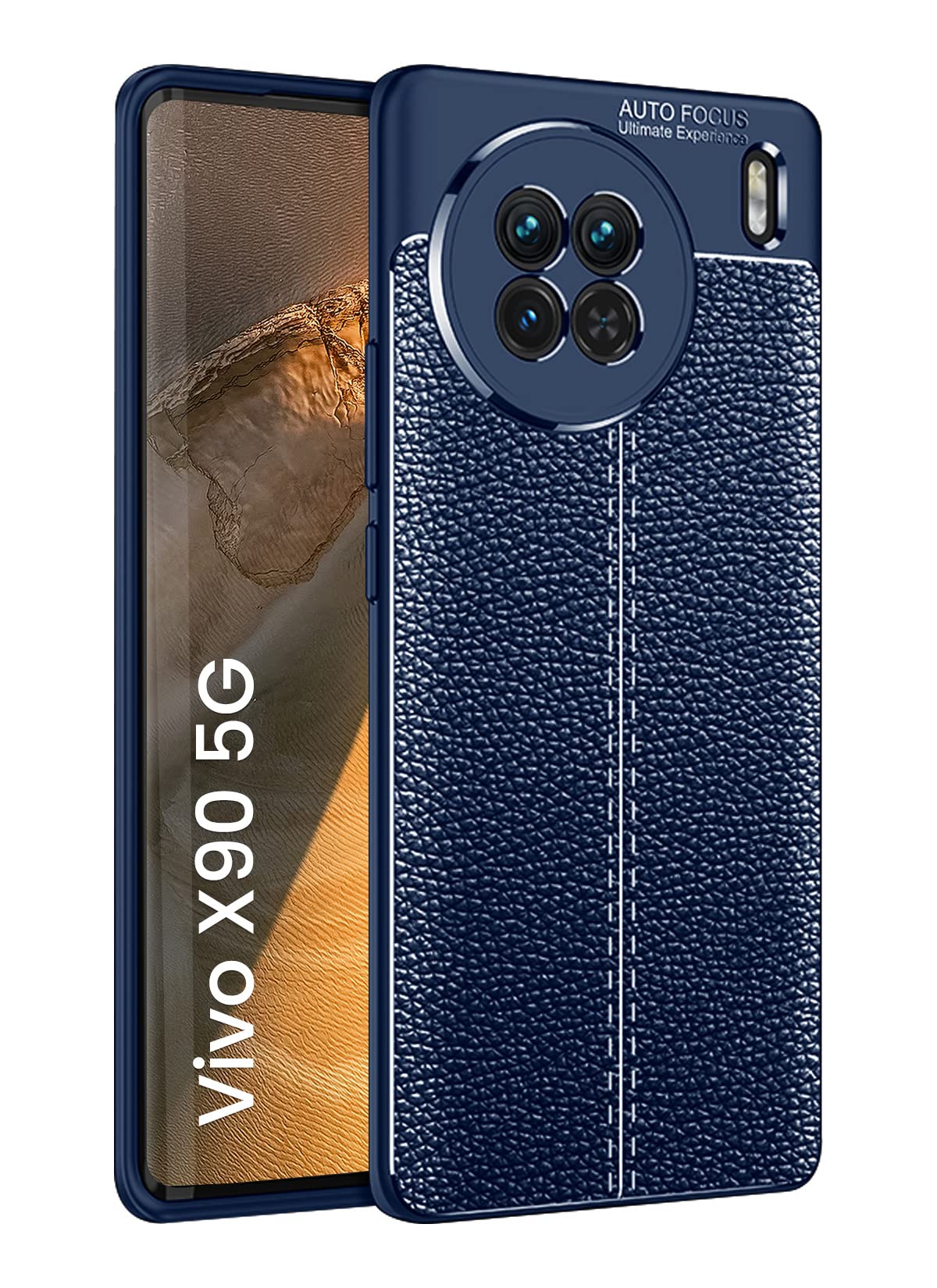 Golden Sand Cover Leather Texture Series Shockproof Armor TPU Back Cover Case for Vivo X90 5G Mobile Phone, Blue (B0C69LZVV7) Amazon Price History, Amazon Price Tracker