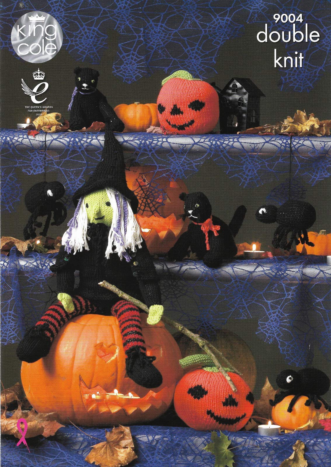 King Cole Knitting Pattern 9004 -Halloween patterns for Witch, Cat, Spider and Pumpkin