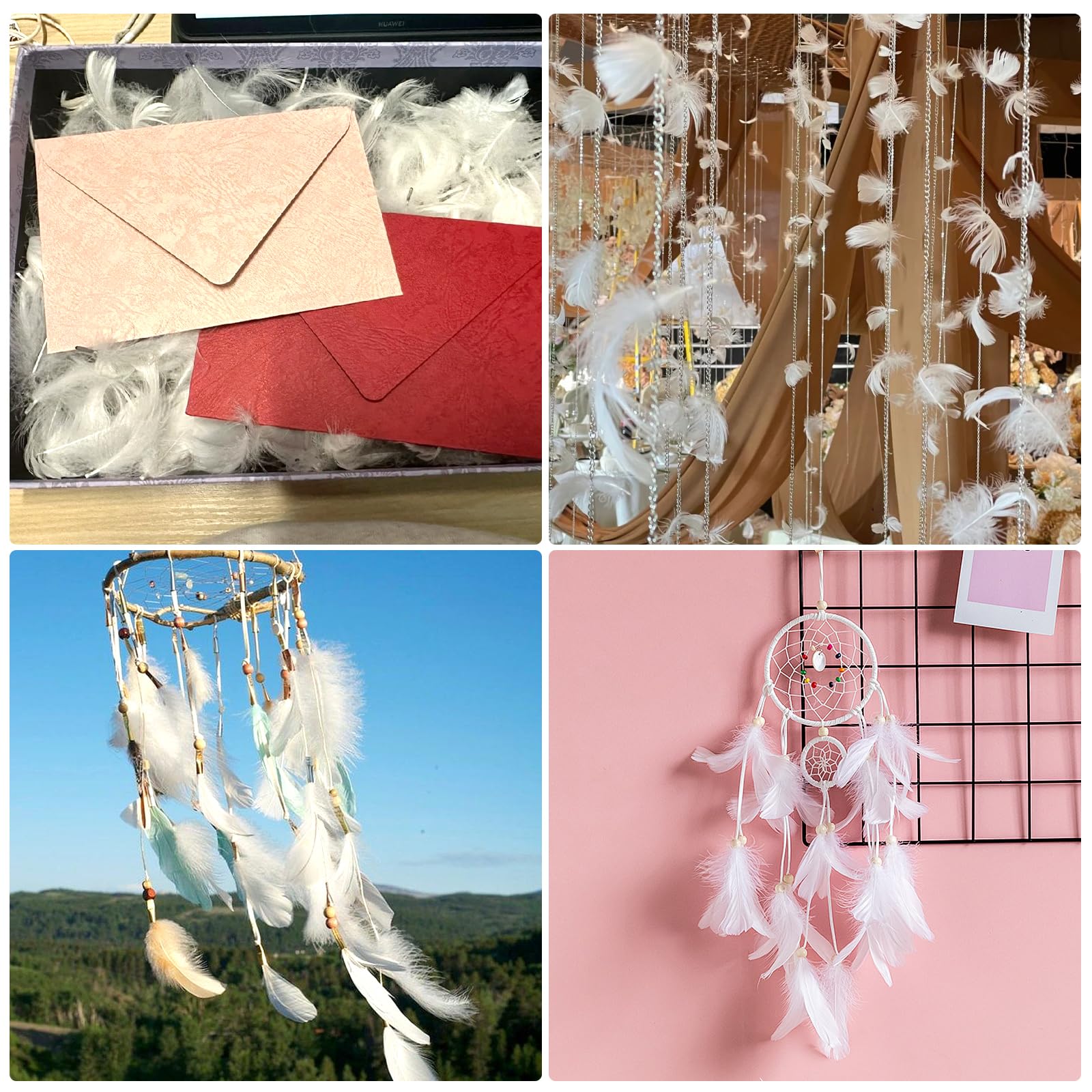 TOPCZY Lot De 300 Plumes Décoratives Blanches, 3,9 à 8,3 Cm, Plumes