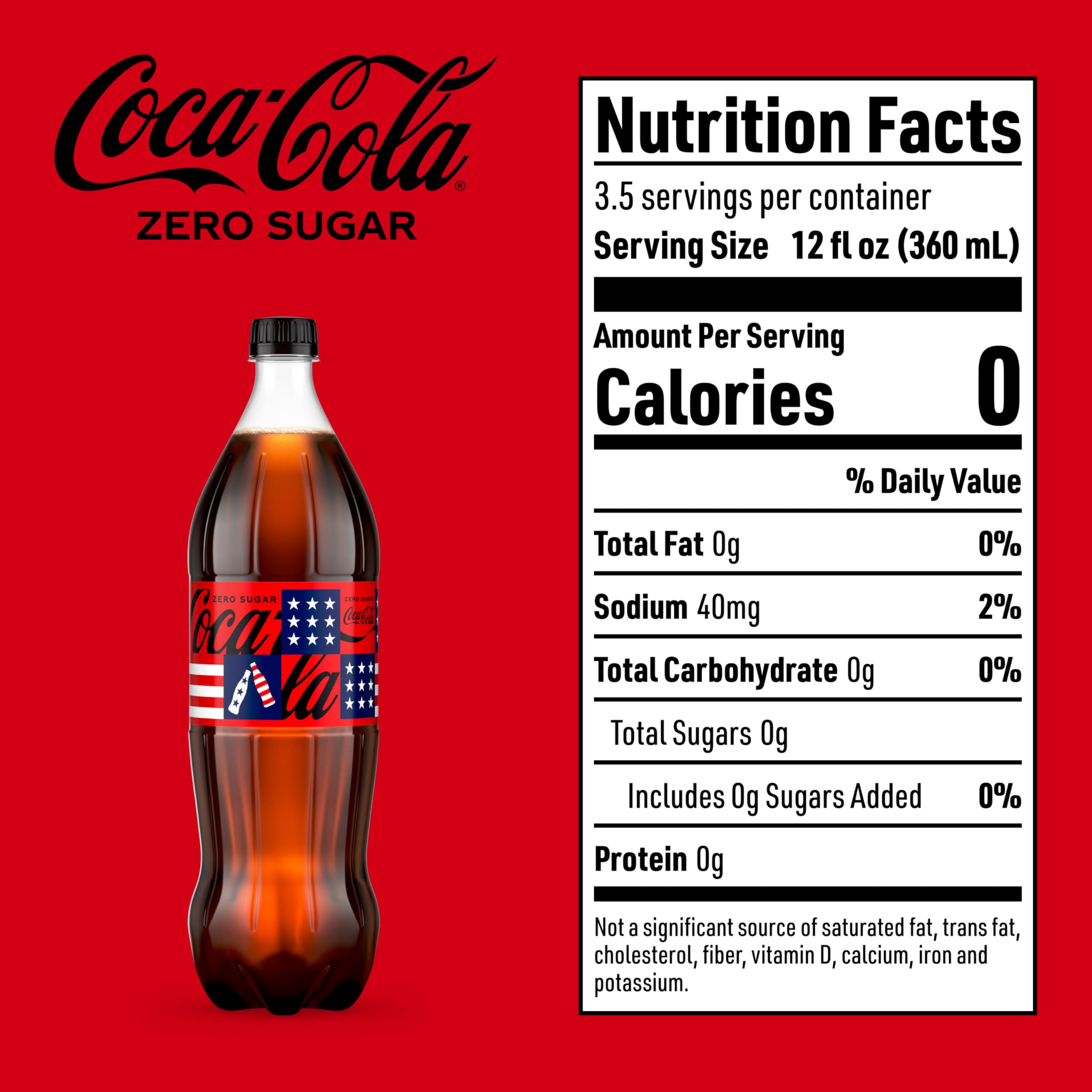 Coke Zero Sugar Diet Soda Soft Drink, 1.25 Liter Bottle