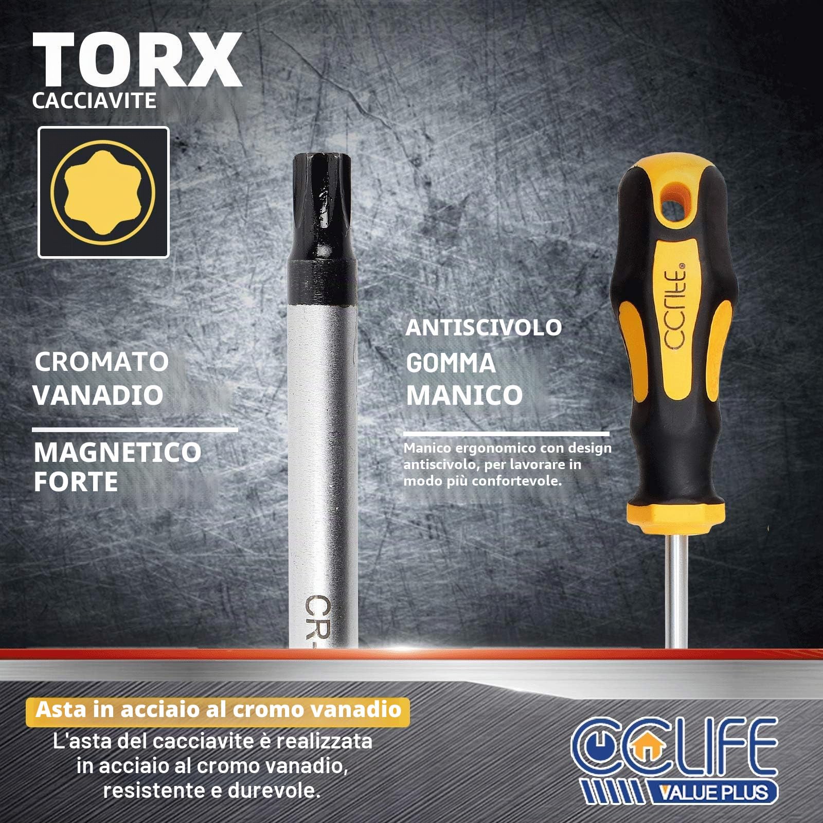 CCLIFE Set Cacciaviti Torx professionali precisione T6-T40 magnetici,11 Pezzi Nessun foro