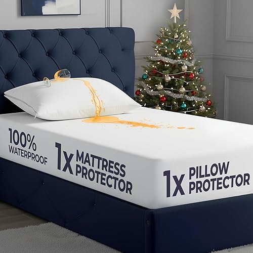 Miniatura 1 de Utopia Bedding Juego de protectores de colchón impermeables, juego de sábanas tamaño individual con bolsillo profundo, suave y transpirable, incluye