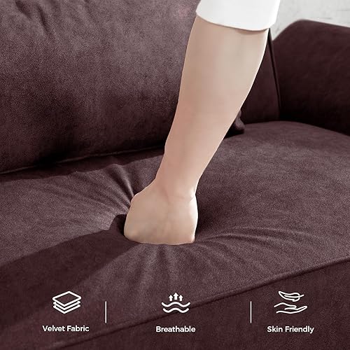 Miniatura 5 de Sofá cama futón de 89 pulgadas, cómodo sofá cama futón con 2 almohadas cuadradas, sofá cama convertible con respaldo y reposabrazos ajustables, sofá