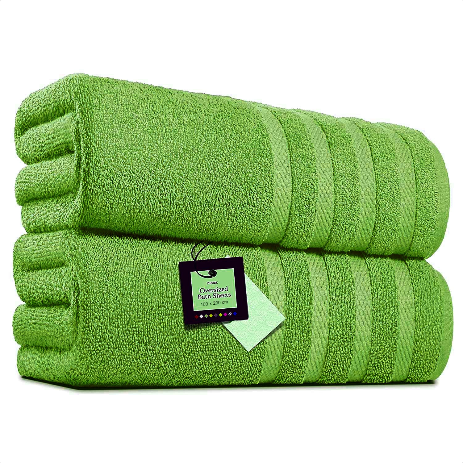 Pack of 2 Extra Large Bath Sheets (100 x 200 cm-600 GSM) Pure Egyptian Cotton Big Body Wrap Bath Sheet Towels for Bathroom,beach