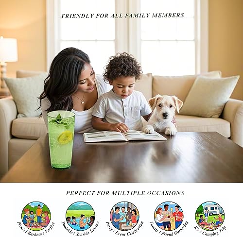 Miniatura 6 de Vasos acrílicos de 26 onzas (juego de 6), vasos de plástico irrompibles con diseño martillado, vasos grandes reutilizables, apilables, sin BPA,