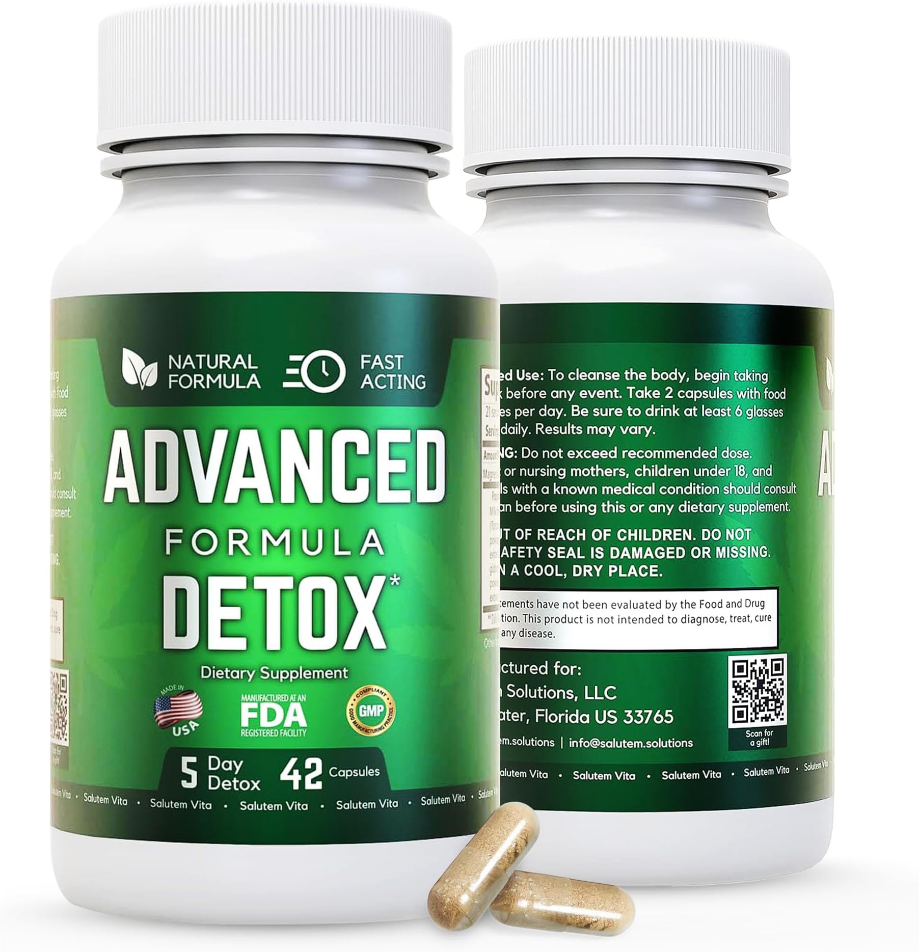 Salutem Vita Advanced Detox Cleanse, Natural Detox & Cleanse with Milk Thistle, Licorice Powder, and More, Body Cleanse Detox for Women and Men, 42 Capsules