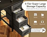 Vista 4 de ODK Escritorio pequeño para computadora de 40 pulgadas con 4 cajones de tela, escritorio moderno para computadora para espacios pequeños, escritorio