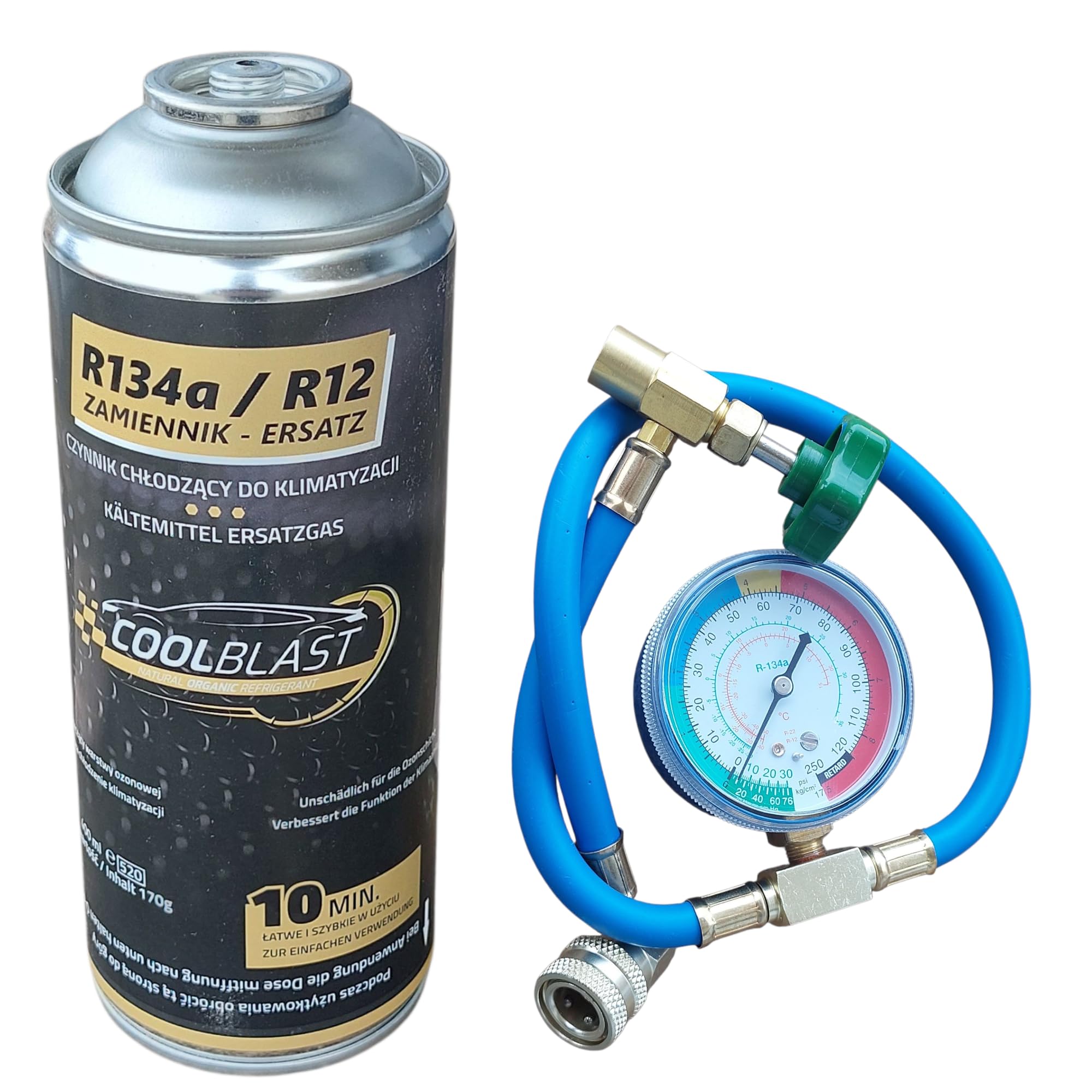 HENIOTECH/COOLBLAST (Versand je nach Lagerbestand) 1 Dose Ersatz Kältemittel R134a - 170g / 453g Befüllset für Auto Klimaanlage