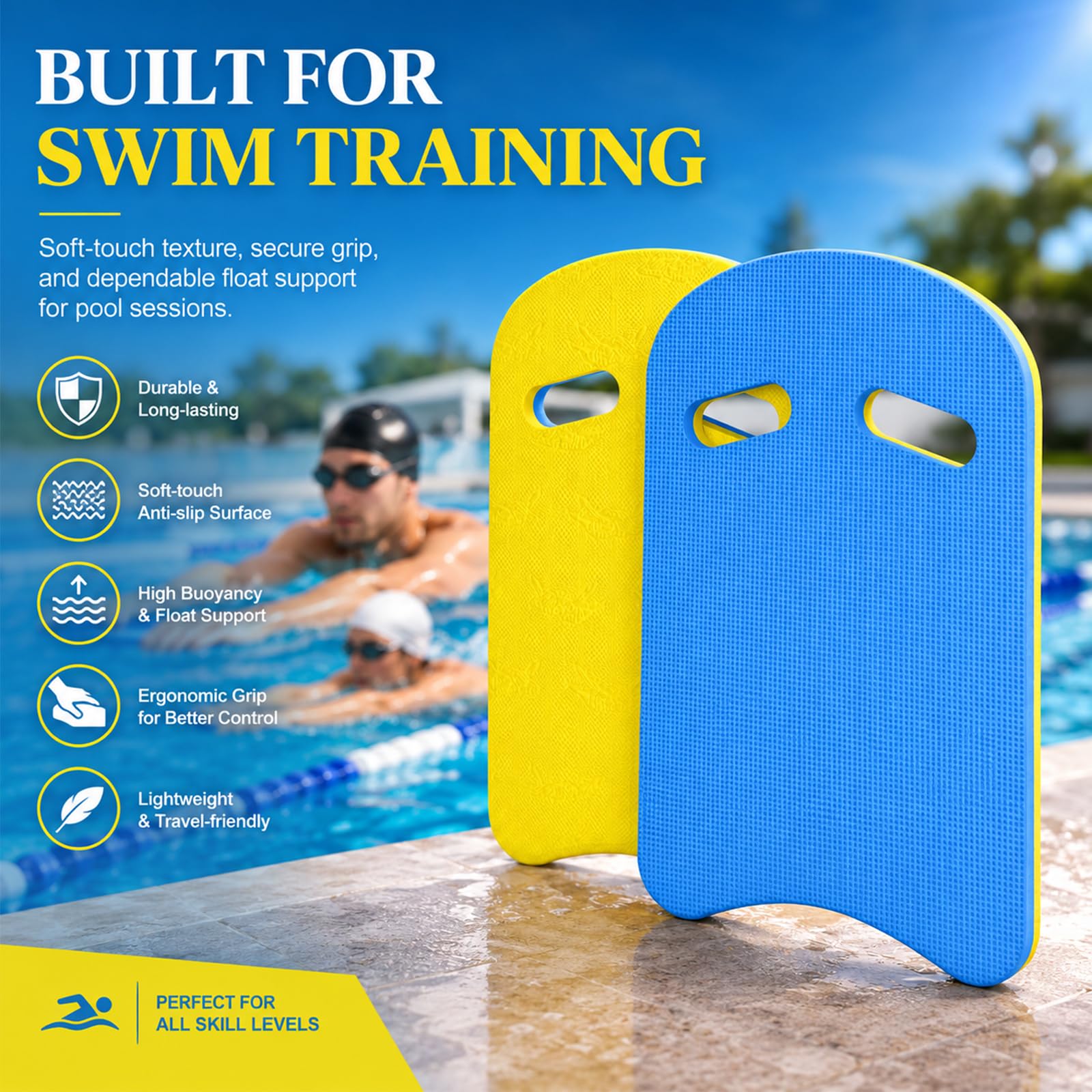 2 Stück Schwimmbrett Kickboard, Eva Water Trainingsausrüstung Mit Griffen zum Schwimmenlernen Trainieren Spielen Schwimmboard, für Schwimmanfänger Fortgeschrittene