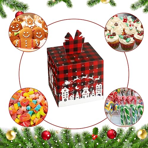 Miniatura 4 de 32 cajas de regalo de Navidad con diseño de búfalo 3D, caja de dulces de Navidad roja y negra, caja de regalo de Navidad, caja de regalo de