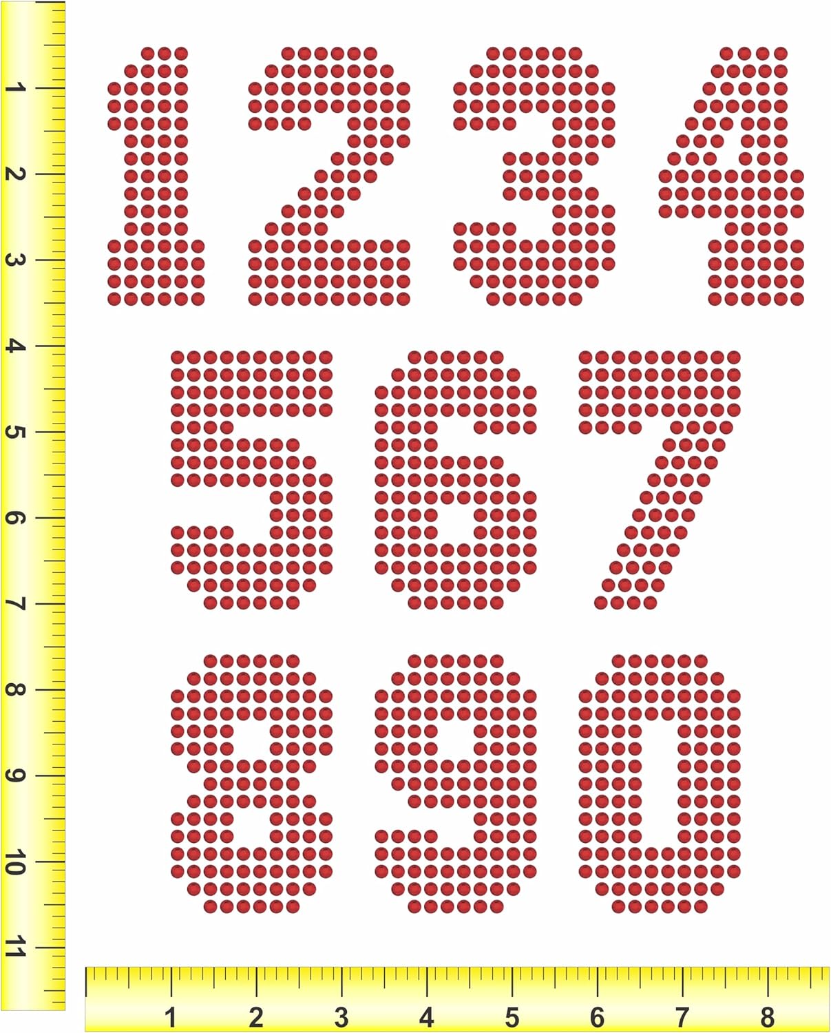 Rhinestone Genie Font - Sports Block Numbers Filled 3" Magnetic Rhinestone Template