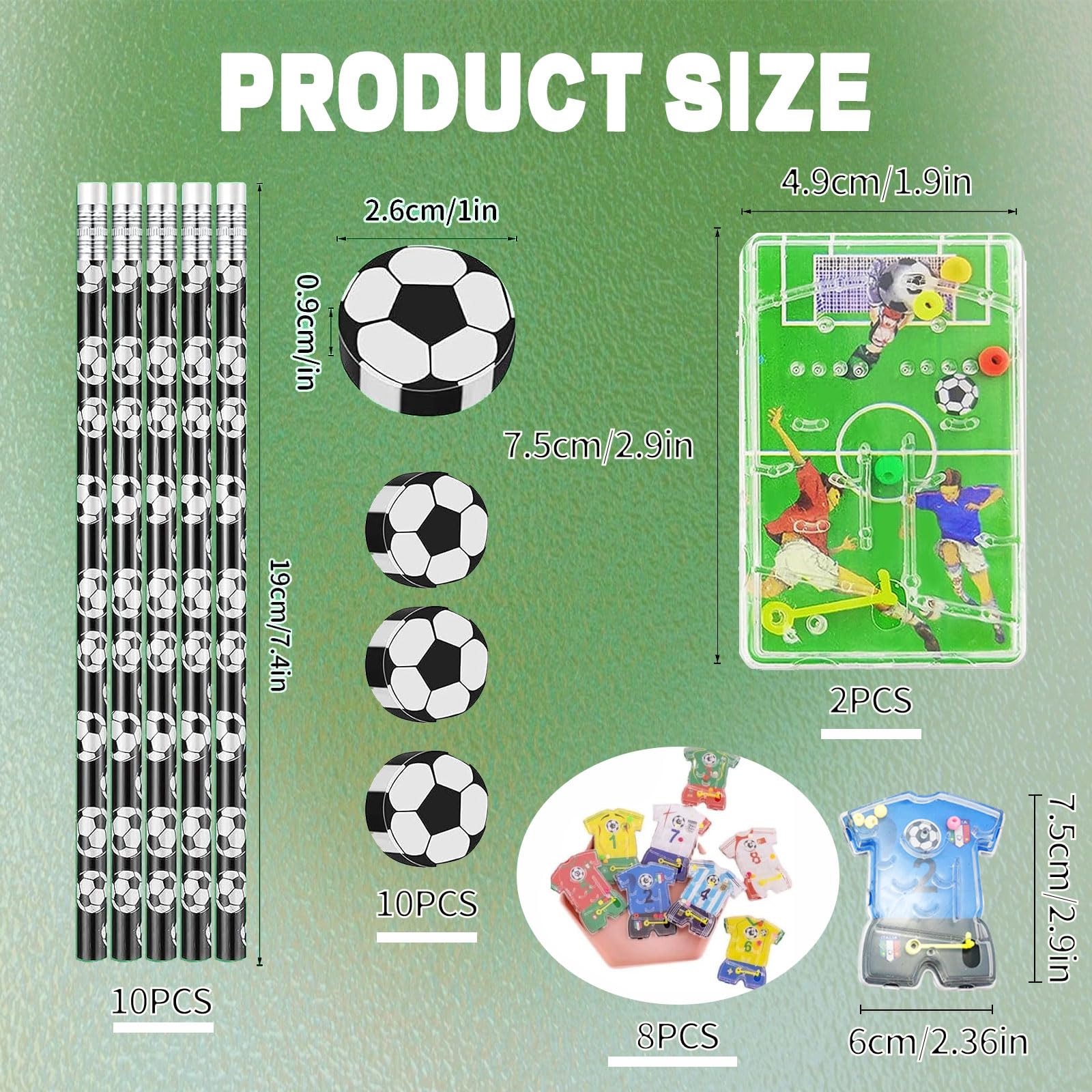 Fußball Bleistifte Set - 10 Stifte + Radiergummis + Flipper Spielzeug