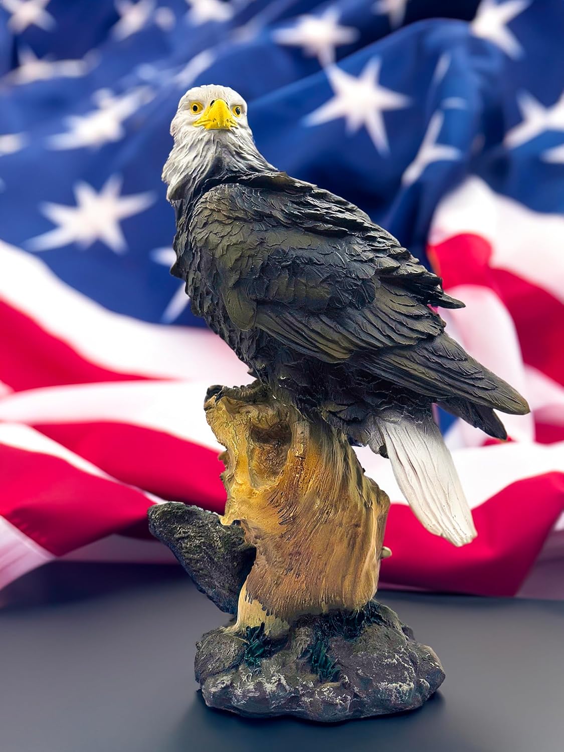 Teaeeno Majestic Eagle Decor Statue,Eagle Yard Decor Sculpture,Animal Statue Indoor/Outdoor Desk Decor for Home,Animal Figurine Ornament,Art for Desk,Garden Lawn Ornament,Perfect for Room,Office Table