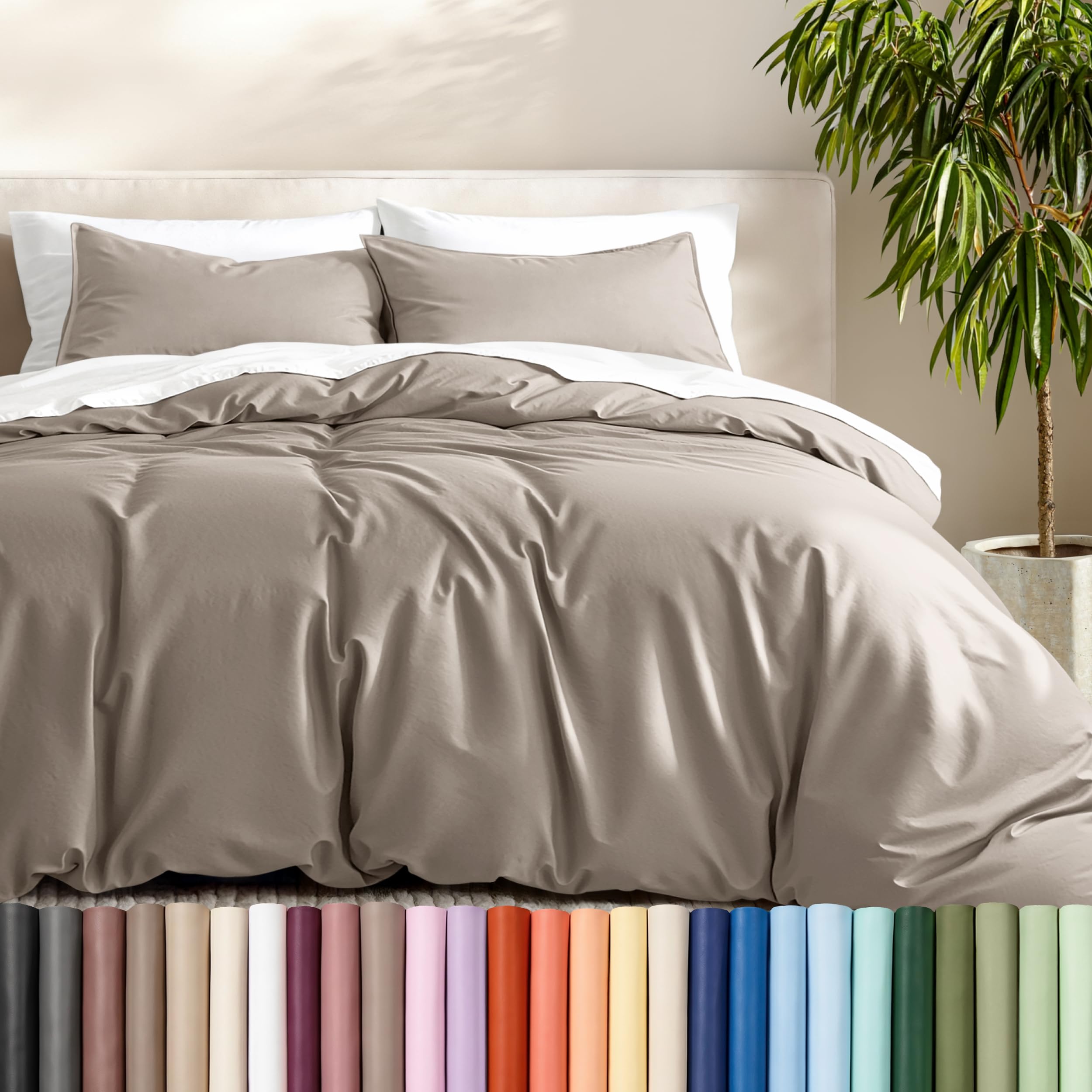 Bare Home Bedding Duvet Cover California King Size - Premium 1800 Super Soft Collection - Lightweight, Cooling - Soft Breathable Bedding Duvet Cover (Cal King, Khaki) — image 1
