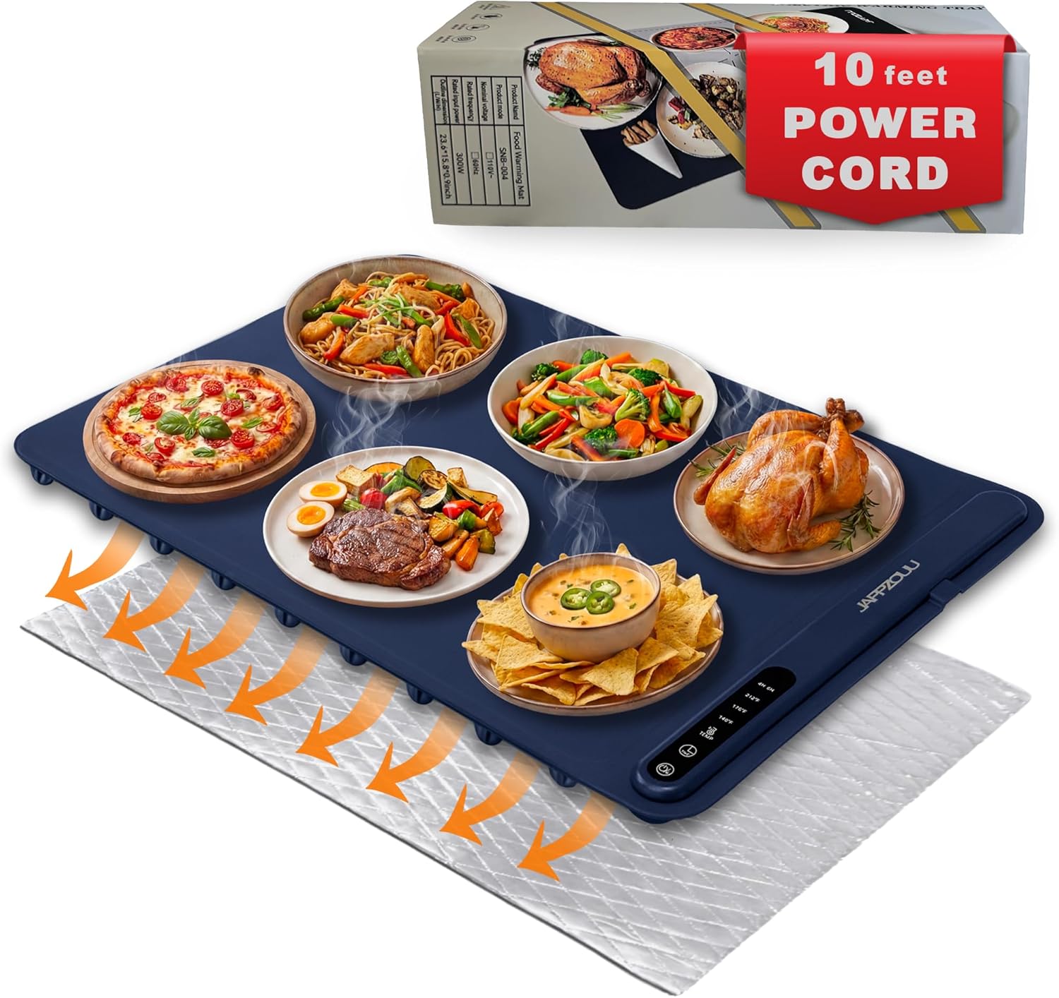 XL Warming Mat for Food 35x15 – Electric Food Warming Tray with 8 Temp Settings | Keep Food Warm for Hours | Fast Heating Heated Food Mat, Plate Warmer, Buffet Server | Countertop Food Warmer