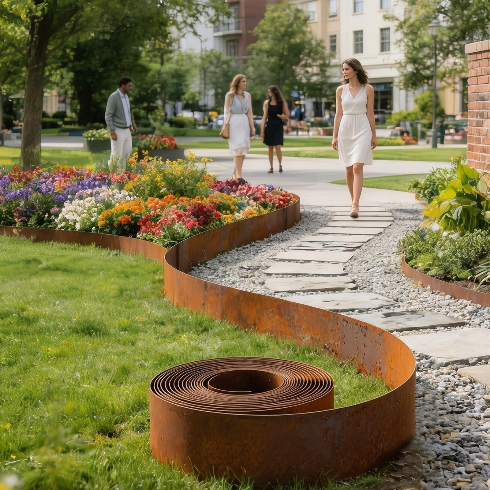 Bordillo para Jardín Resistente a la Intemperie, Acero Cortable Protector | Borduras Metálicas para Parterres para Jardín, Patio, Invernadero, Árboles y Macizos de Flores