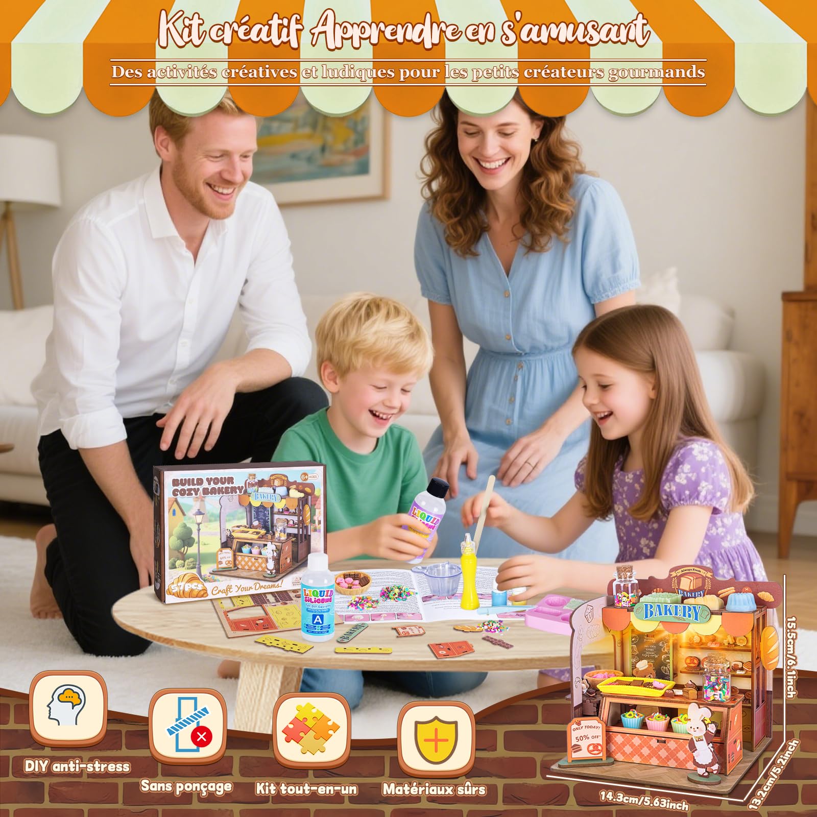 Activité Manuelle Enfant - 3 en 1 Book Nook, Fabrique à Squishy avec Silicone Liquide, maquette en bois maison miniature a construire, Cadeau Jouet Fille Enfant 6 7 8 9 10 11 12 ans