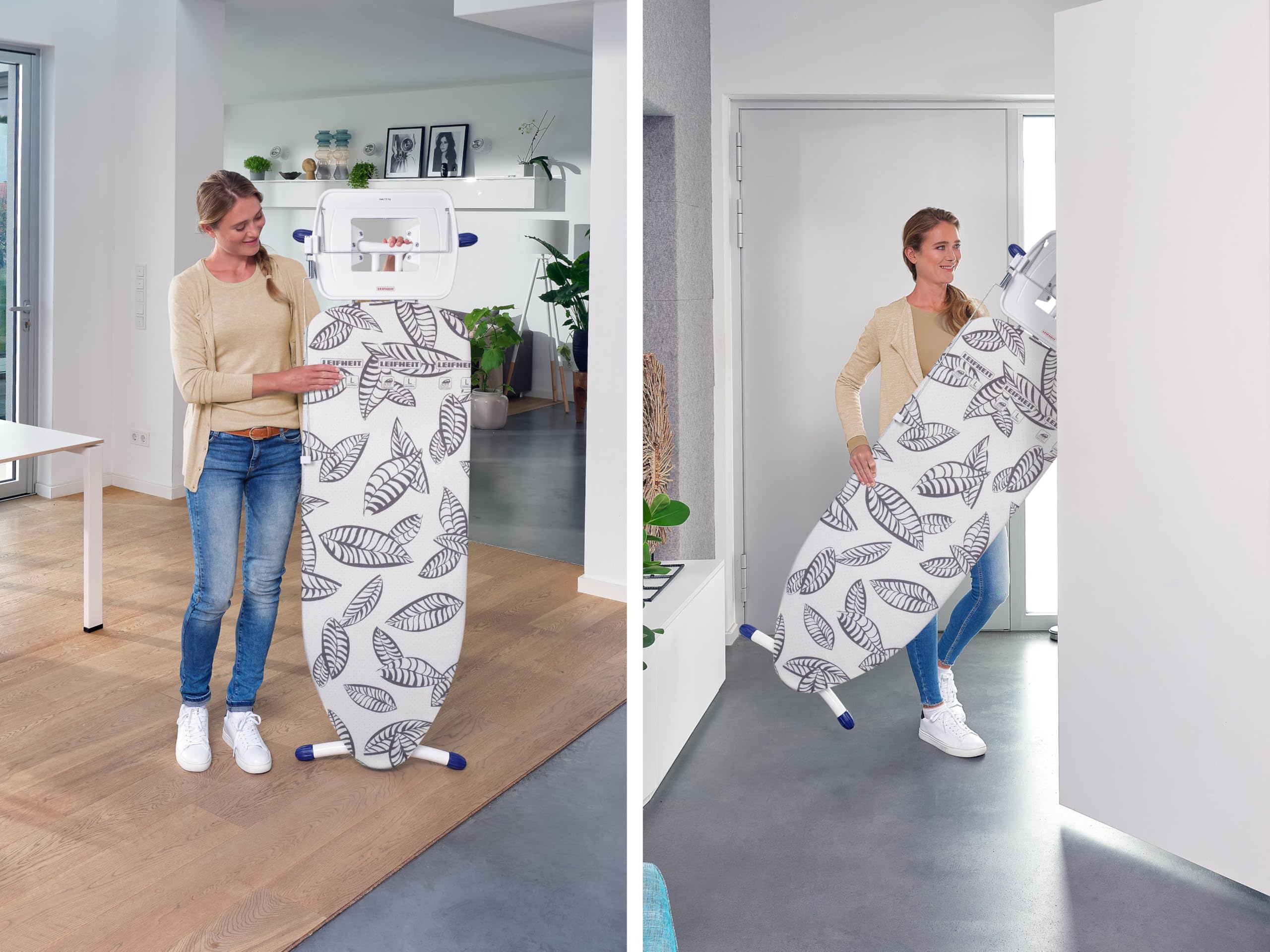 Leifheit Bügelbrett AirBoard Express L MAXX Solid, geeignet für Dampfstationen, extragroßer Bügeltisch mit Baumwoll-Spezialbezug für bessere Dampfverteilung, Dampfbügelbrett, ultraleichte Bügelfläche
