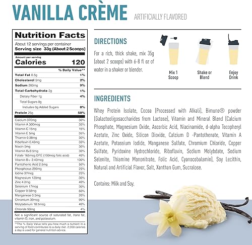 Miniatura 5 de Isopure Proteína + salud intestinal y apoyo inmunológico, crema de vainilla, 12 porciones (paquete de 1)