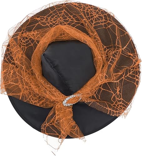 Miniatura 9 de American Trends Sombrero de bruja de Halloween para mujer, accesorio de disfraz de Halloween de encaje para fiesta