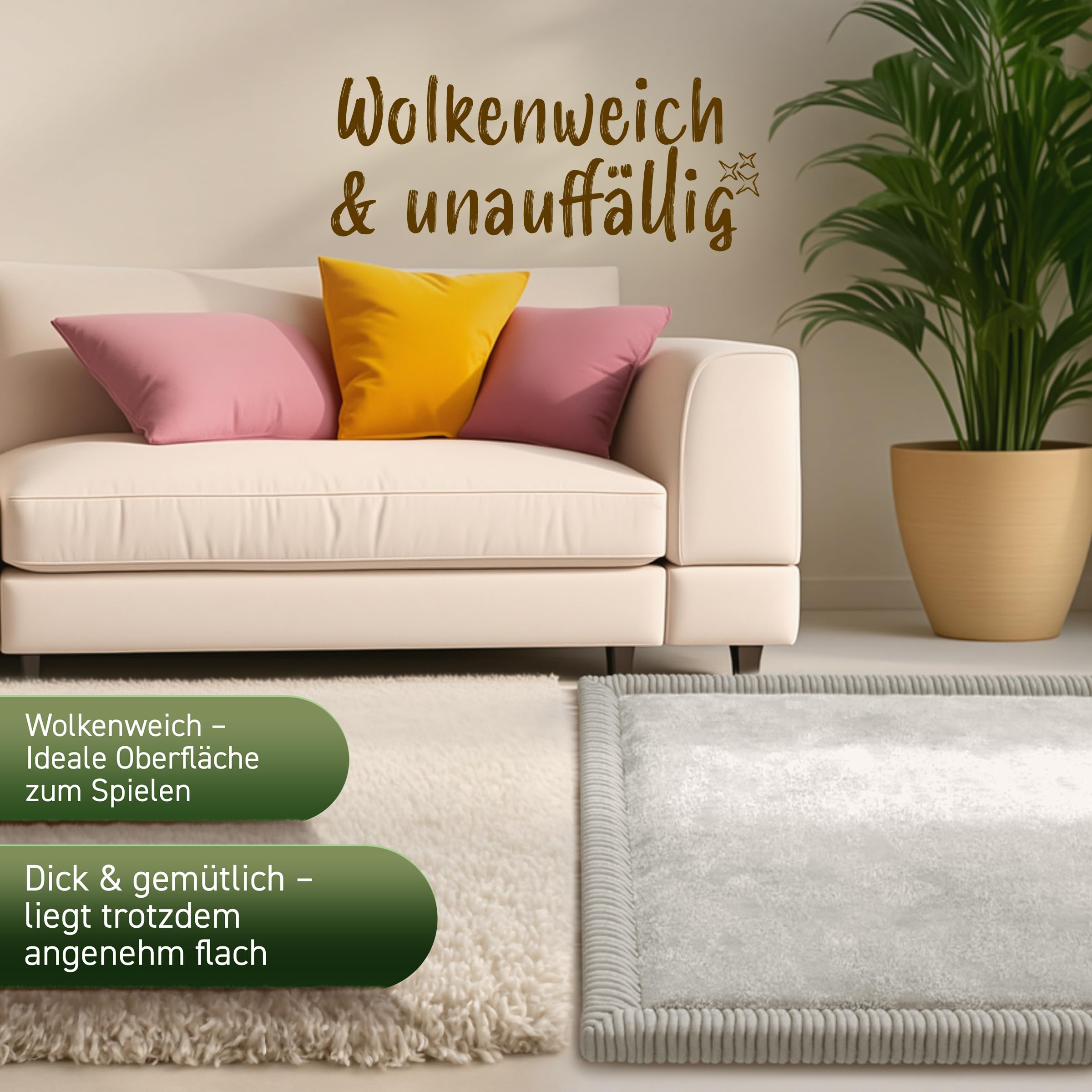 Krabbelmatte Baby 80x150x3cm - Extra Dicke Spielmatte Mit Rutschfester Unterseite