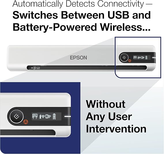 Epson DS-80W Wireless Portable Sheet-fed Document Scanner for PC and Mac