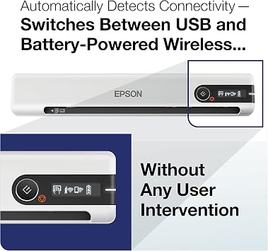 Epson DS-80W Wireless Portable Sheet-fed Document Scanner for PC and Mac