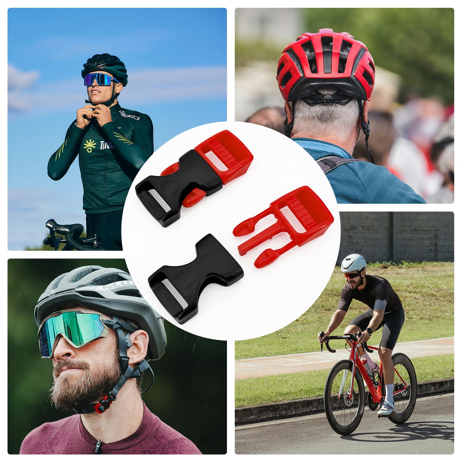 Zapięcie na kask rowerowy, zapięcie na kask motocyklowy, szybkie zapięcie, zapięcie pod brodę, część zamienna do kasku, klamra paska, kask rowerowy, części zamienne (2 szt.)