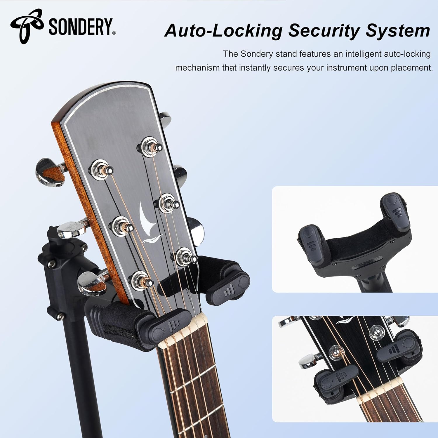 Sondery Guitar Stand for Any Guitar, Bass with Any finish, Foldable Adjustable Auto-locking Tripod Floor Stand