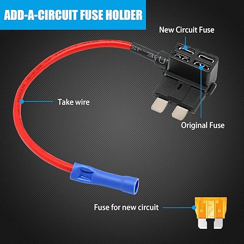 Miniatura 3 de cueclue Grifo de fusible de circuito adicional para automóvil de 12 V adaptador de fusible de hoja de perfil TAP estándar extractor de fusibles tipo