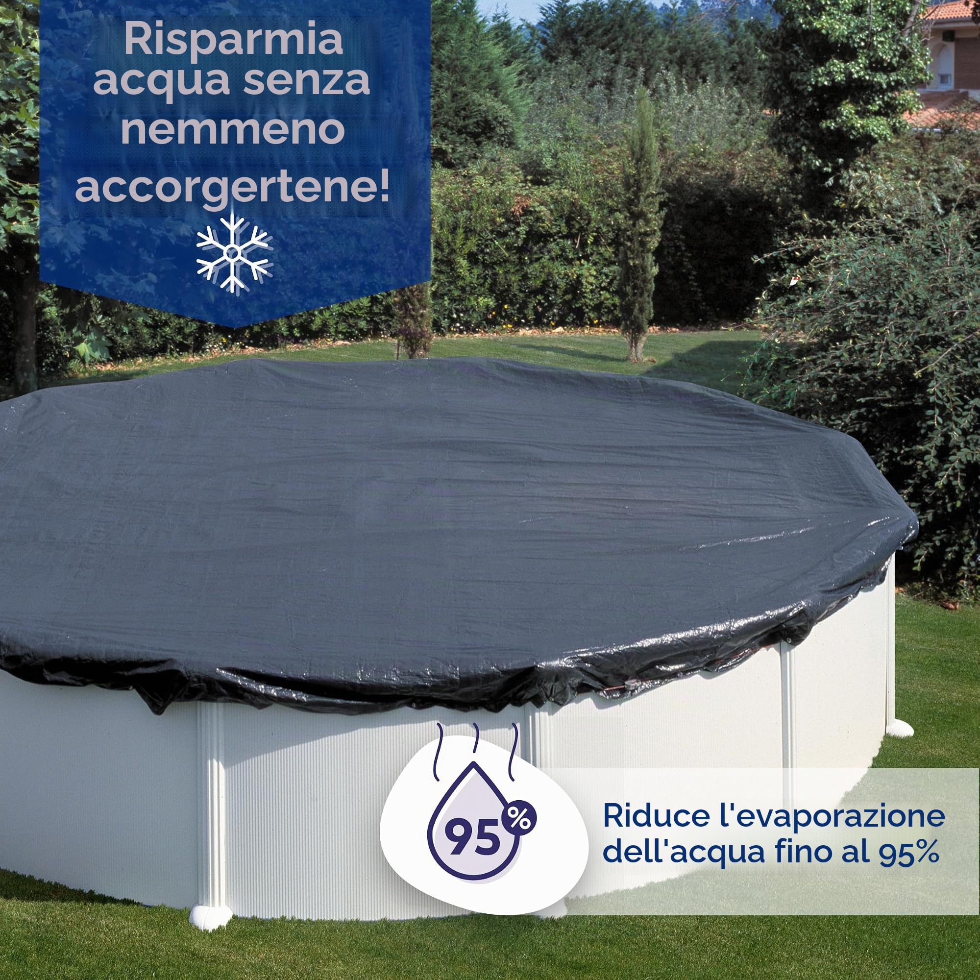 Gre Copertura Invernale 120g/m² polietilene Resistente Piscina Rotonda 350 cm